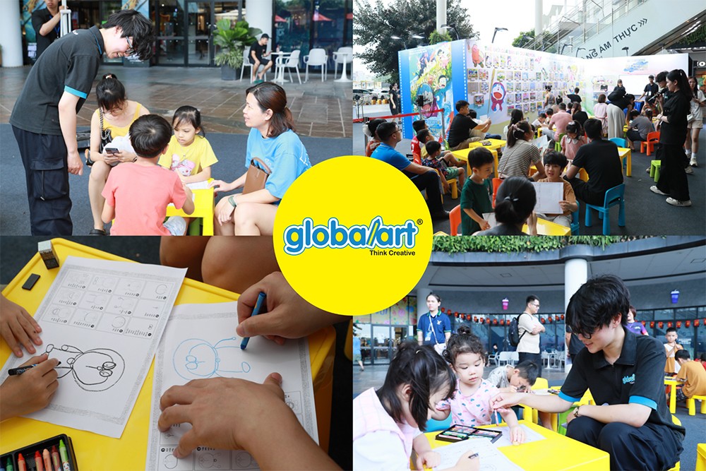 Khoảnh khắc các bé đắm chìm vào thế giới sắc màu cùng Doraemon