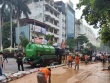 Hỗn hợp bùn khoan ngầm metro Nhổn-Ga Hà Nội lại phun ào ào lên phố Cát Linh