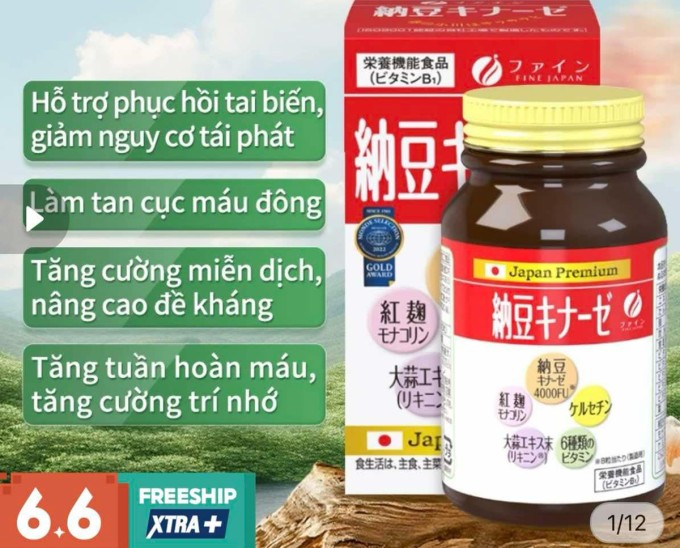 Thực phẩm chức năng Natto Kinase 4000fu được quảng cáo bán trên sàn thương mại điện tử Shopee. Ảnh: Cục An toàn Thực phẩm cung cấp