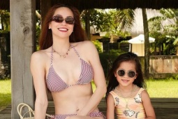 Hồ Ngọc Hà cùng con gái Lisa khoe chân dài