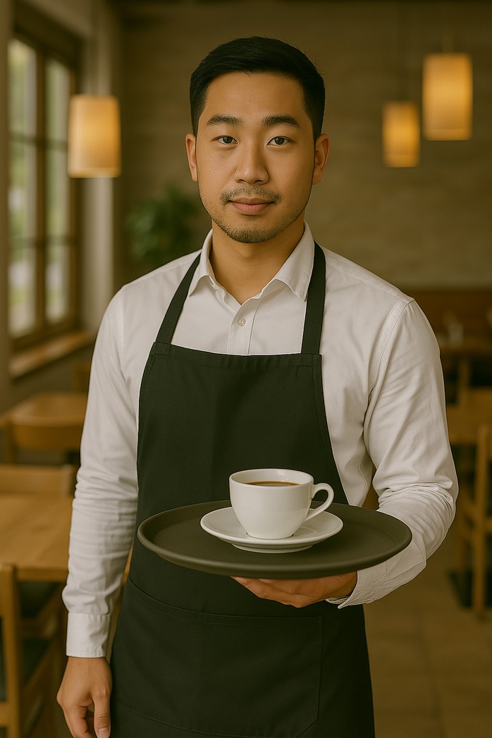 Ngành dịch vụ có yêu cầu đầu vào thấp, vì vậy bất kỳ ai cũng có thể làm việc miễn là họ siêng năng và chịu khó. Do đó, họ dễ bị thay thế bởi máy móc có trí tuệ nhân tạo. Minh họa AI: Hồng Đào
