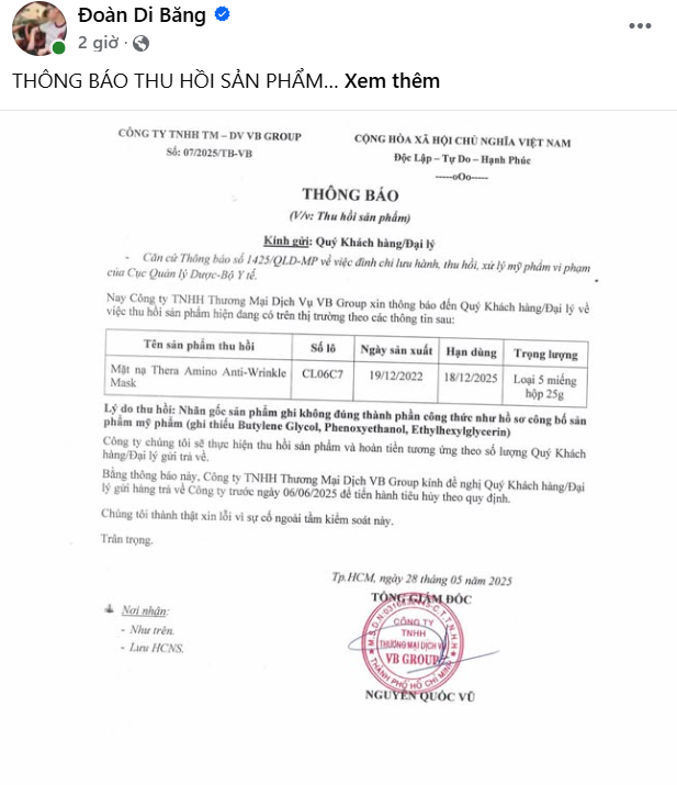 VB Group xin lỗi khách hàng