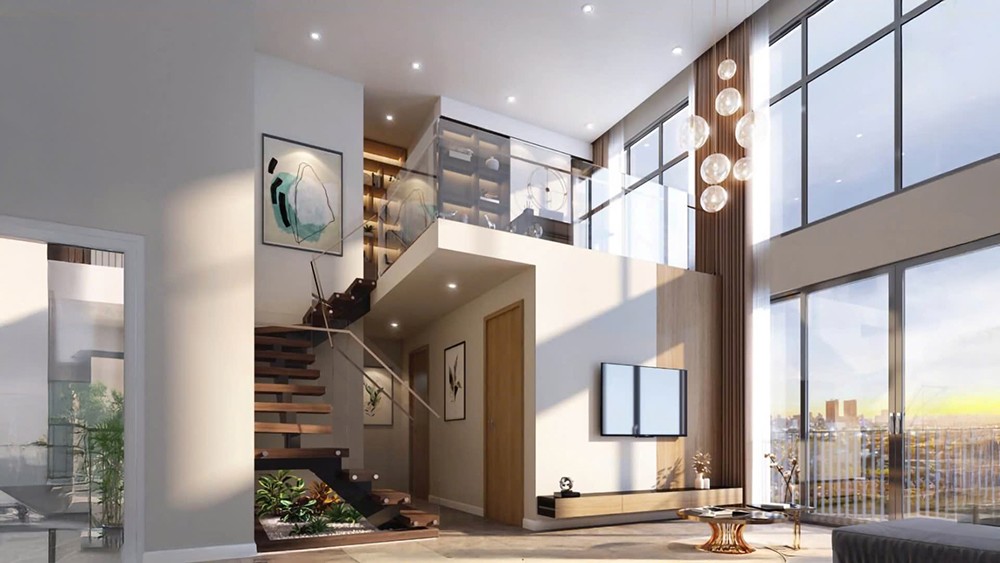 Hình phối cảnh căn hộ trần cao 5,4m