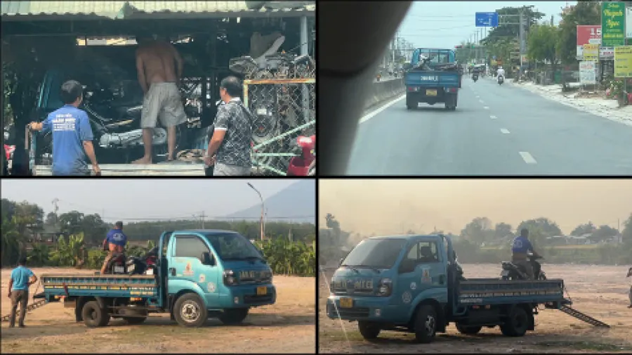 Sau khi bán ba chiếc xe cho khách, ông Lâm chạy xe tải đi giao hàng cho khách ở khu vực chùa Gò Kén.
