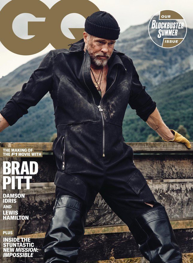 Brad Pitt quyến rũ với râu quai nón. Ảnh: GQ.