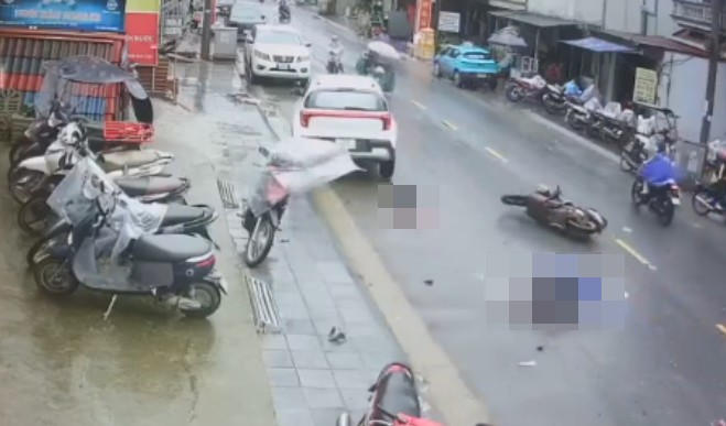 Hiện trường vụ tai nạn. Ảnh cắt clip.