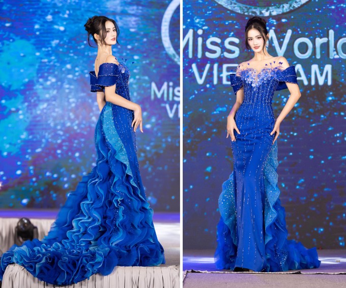 Ý Nhi trình diễn tác phẩm "Aurora of the Sea" tại họp báo ngày 23/4 ở TP HCM.