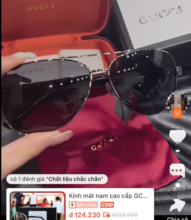 Từ hộp đựng, túi vải đựng của chiếc kính đều có logo giống với thương hiệu G. Ảnh chụp màn hình.
