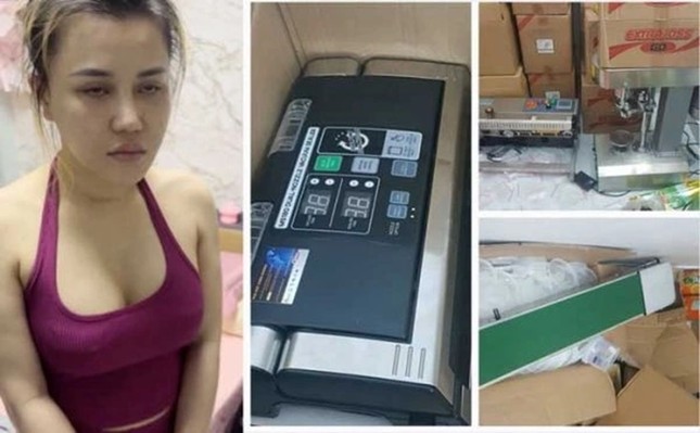 Nguyễn Thị Hoài và tang vật.