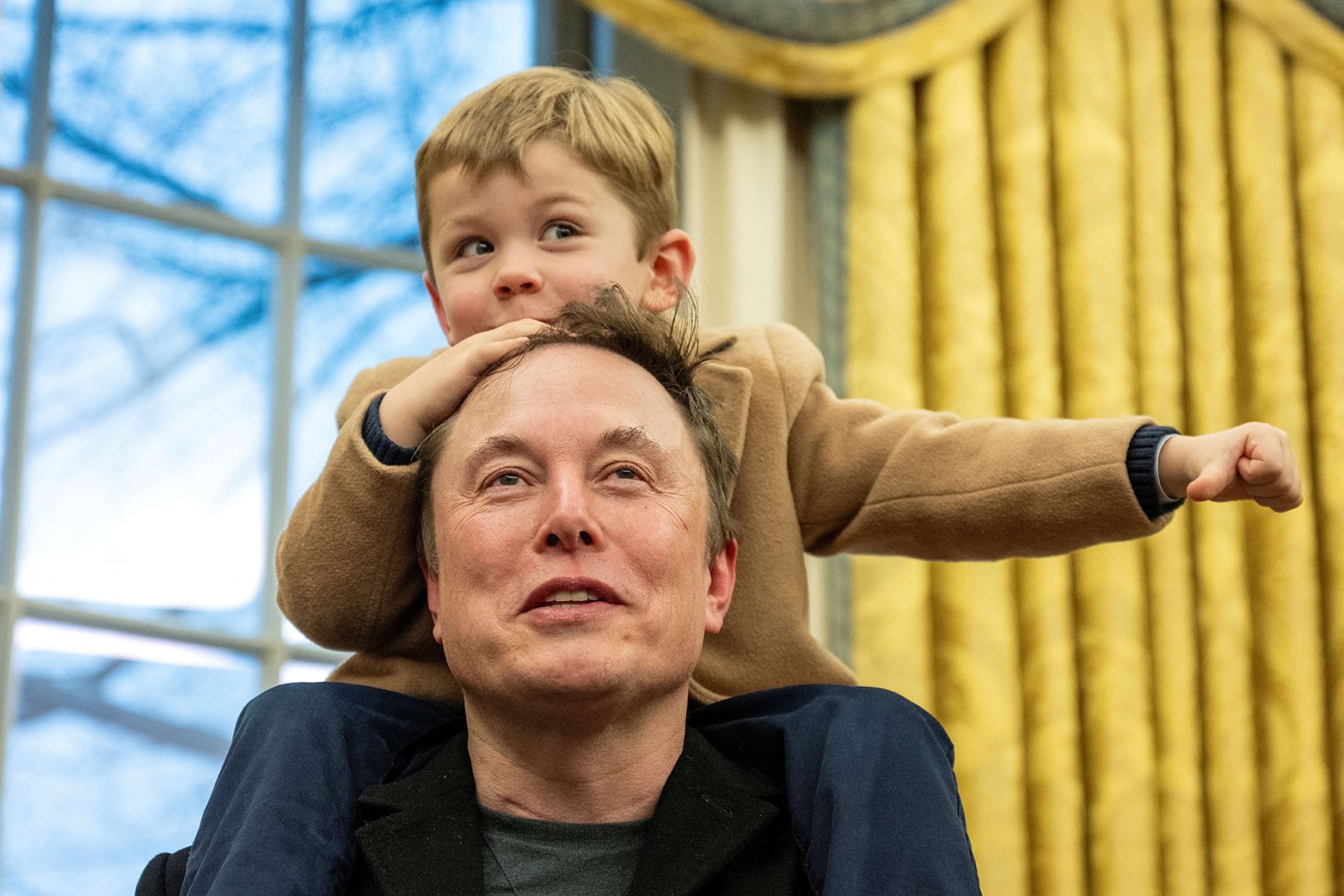 Ông Musk và con trai X ở Nhà Trắng. Ảnh: Getty