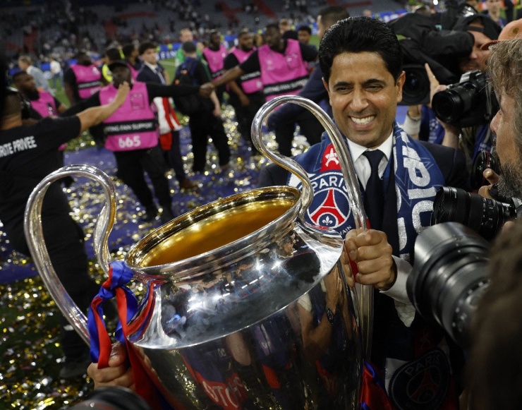 Chủ tịch PSG, Al-Khelaifi cuối cùng cũng thỏa lòng với danh hiệu Champions League. Ảnh: El Chringuito