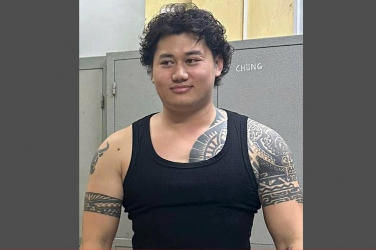 Bùi Lam Anh tại cơ quan công an. Ảnh: CACC