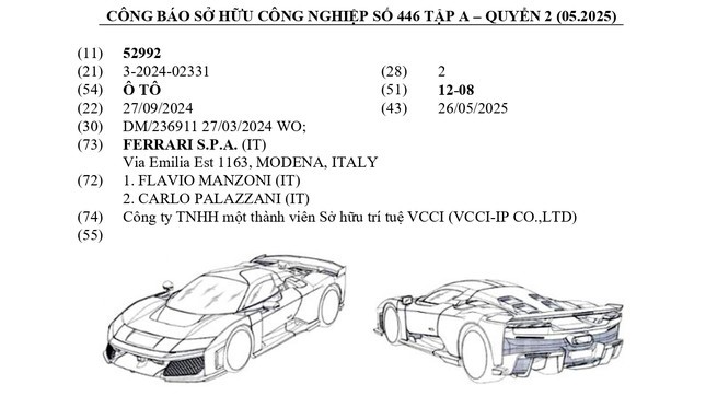 Siêu xe Ferrari F80 đăng ký bảo hộ kiểu dáng tại Việt Nam - 2
