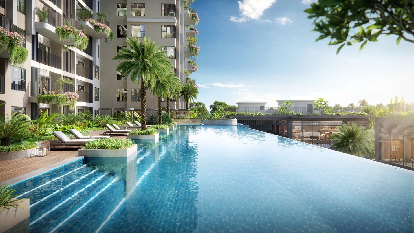 Bể bơi điện phân muối tại Sky Retreat