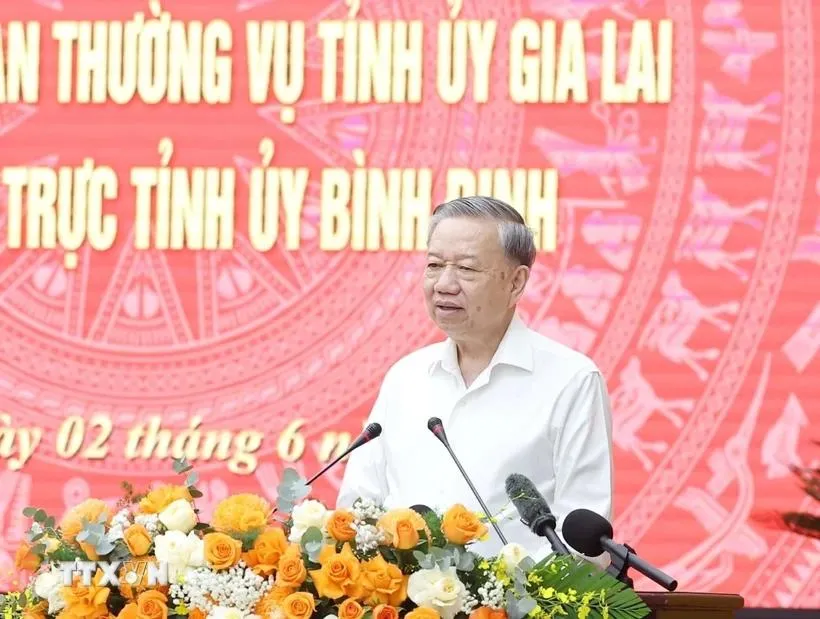 Tổng Bí thư Tô Lâm phát biểu tại buổi làm việc. Ảnh: TTXVN