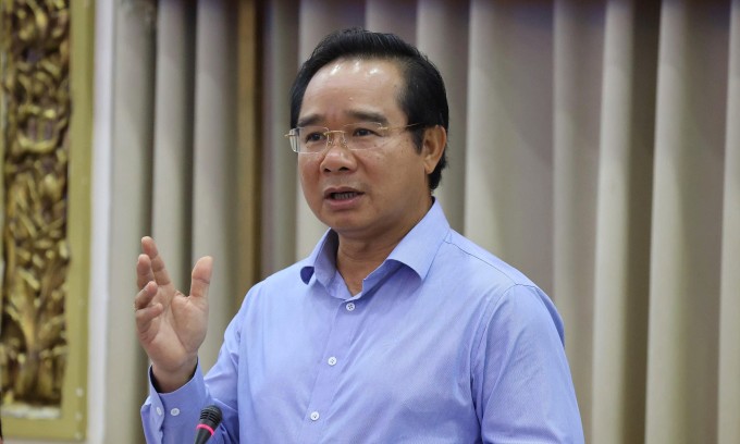 Chủ tịch UBND TP HCM Nguyễn Văn Được phát biểu tại hội nghị, sáng 3/6. Ảnh: Trung tâm báo chí TP HCM