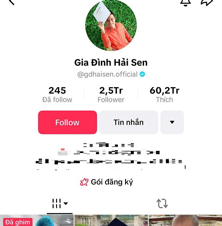 Kênh TikTok Gia đình Hải Sen đã gỡ&nbsp;giỏ hàng nhiều ngày nay.