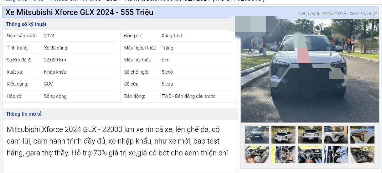 Tin rao bán xe. (Ảnh chụp màn hình)