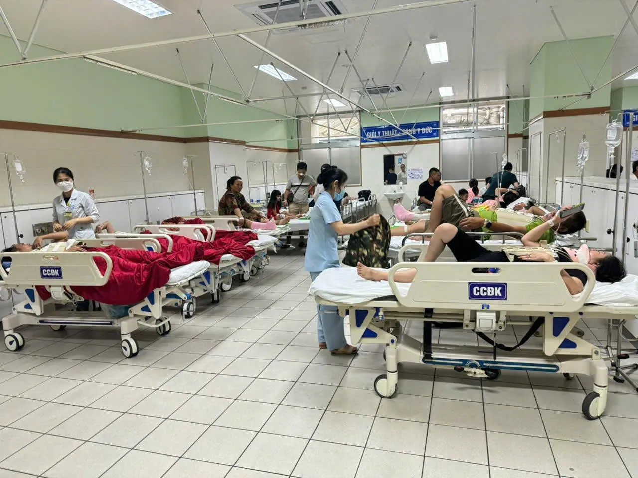 Các y, bác sĩ, nhân viên y tế Bệnh viện T.Ư Huế nỗ lực cứu chữa cho các nạn nhân vụ tai nạn giao thông.