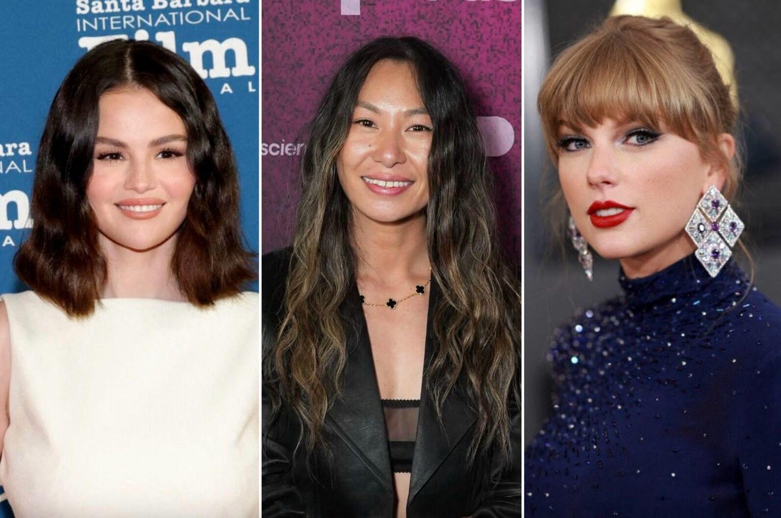 Ca sĩ kiêm diễn viên Selena Gomez, doanh nhân AI Lucy Guo và ngôi sao nhạc pop Taylor Swift&nbsp;(từ trái sang phải)