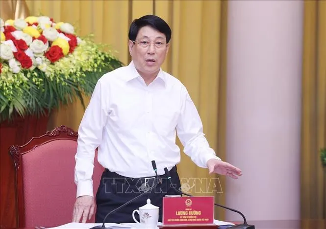 Chủ tịch nước Lương Cường phát biểu chỉ đạo. Ảnh: TTXVN