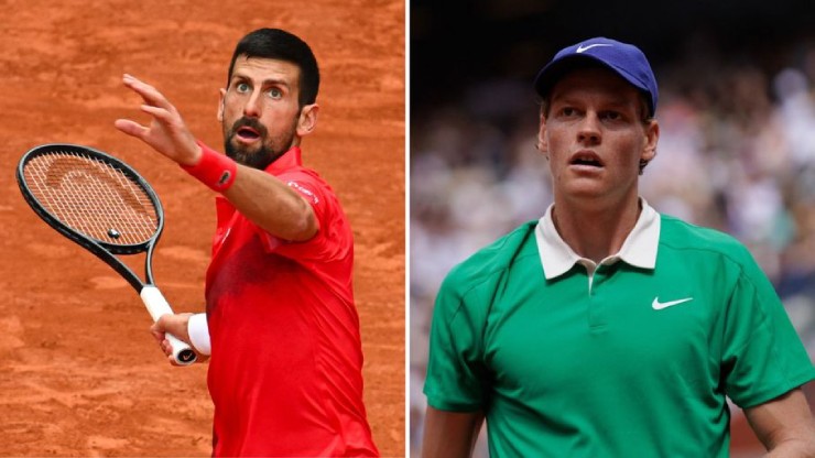 Sinner (áo xanh) được đánh giá cao hơn nhưng không ai có thể xem thường Djokovic (áo đỏ) ở Grand Slam