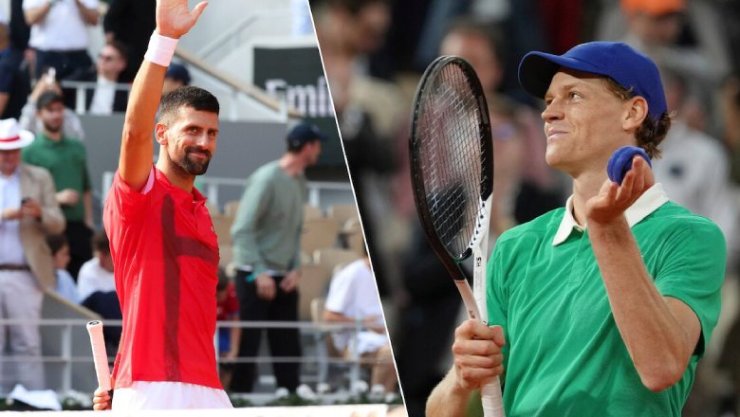 Djokovic (áo đỏ) và Sinner (áo xanh) sẽ có lần thứ 9 đụng độ nhau trong sự nghiệp