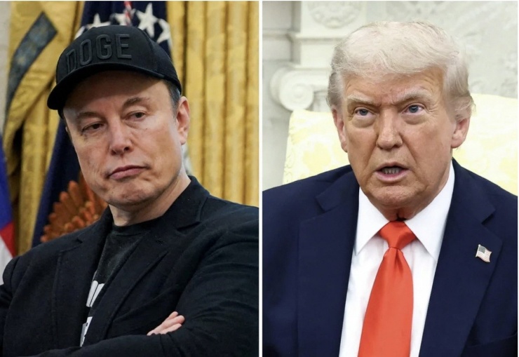Tỷ phú Elon Musk (trái) và Tổng thống Donald Trump. Ảnh: CBS News.