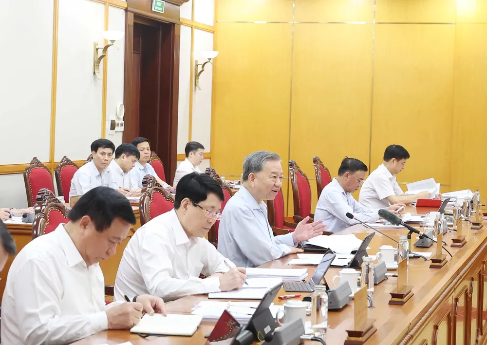 Tổng Bí thư Tô Lâm phát biểu chỉ đạo tại phiên họp. Ảnh: TTXVN