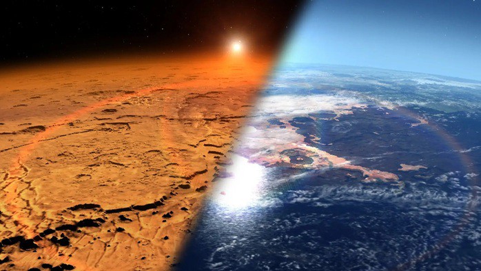Hành tinh đỏ hiện tại và trong quá khứ - Ảnh đồ họa: NASA