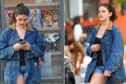 Suri Cruise phối đồ phong cách với áo khoác denim cũ