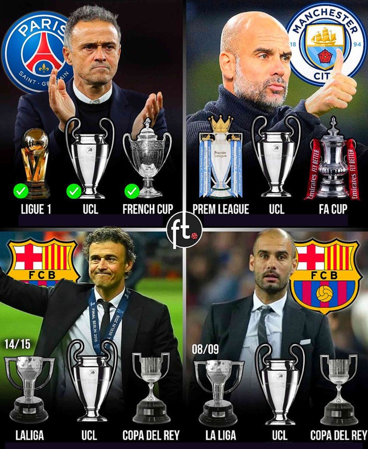 Guardiola&nbsp;và Enrique đã tạo ra những cỗ máy chiến thắng với những danh hiệu đỉnh cao