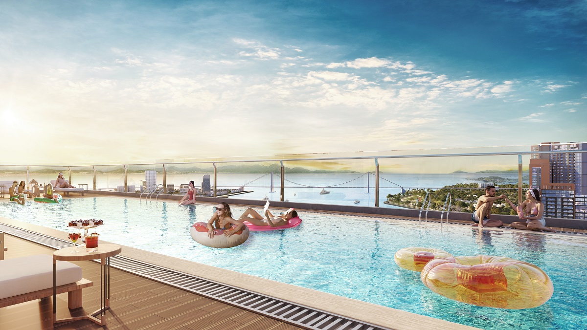 Bể bơi vô cực với tầm nhìn trực diện sông Hàn. Ảnh phối cảnh minh họa Sun Property