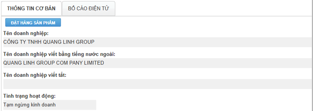 Cập nhật về tình trạng hoạt động của Quang Linh Group trên Cổng thông tin quốc gia về thành lập doanh nghiệp