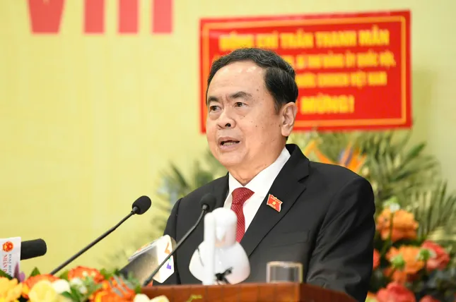 Chủ tịch Quốc hội Trần Thanh Mẫn phát biểu tại Đại hội. Ảnh: Như Ý