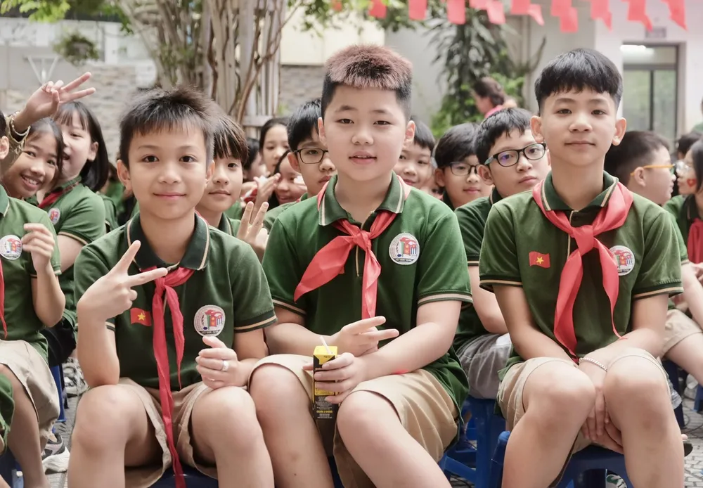 Học sinh trường Tiểu học Việt Nam - Cuba (Ba Đình, Hà Nội) trong giờ sinh hoạt ngoại khoá. Ảnh: TT