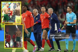 Ronaldo rời sân vì chấn thương, gây tranh cãi vì đổi áo với sao Tây Ban Nha
