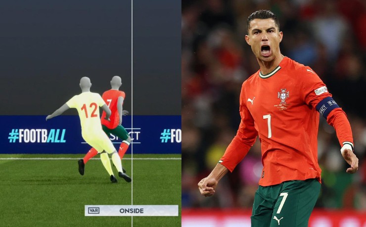 Ronaldo suýt rơi vào thế việt vị trong tình huống Bồ Đào Nha gỡ hòa