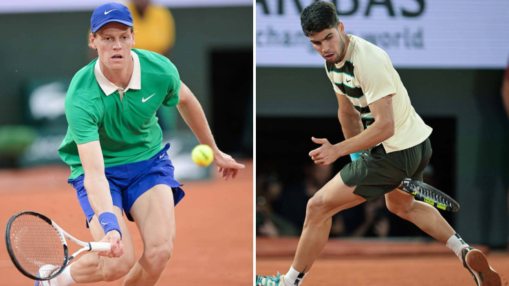 Sinner (bên trái) có trận đấu kinh điển ở Roland Garros, nhưng Alcaraz (bên phải) vẫn xuất sắc hơn