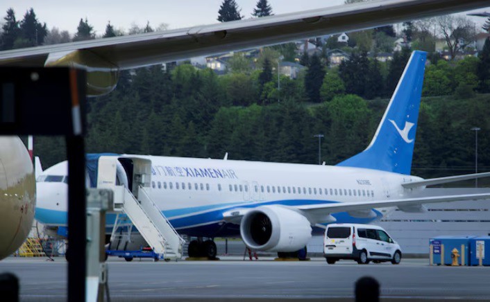 Một chiếc Boeing 737 MAX mới cho khách hàng Trung Quốc là hãng hàng không Xiamen Airlines đỗ tại sân bay quốc tế King County, Seattle, Washington, Hoa Kỳ. Ảnh: Reuters