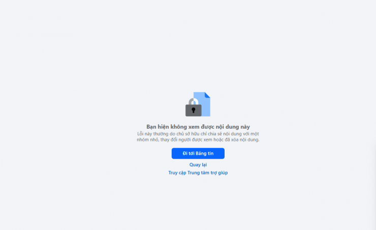 Hiện tại, khi truy cập vào đường link Facebook cá nhân của chị Thu Hòa qua một bài viết từng đăng tải trước đó thì hiện thông báo như trên. Netizen cũng không thể tìm ra tài khoản Facebook cá nhân của chị Thu Hòa.&nbsp;