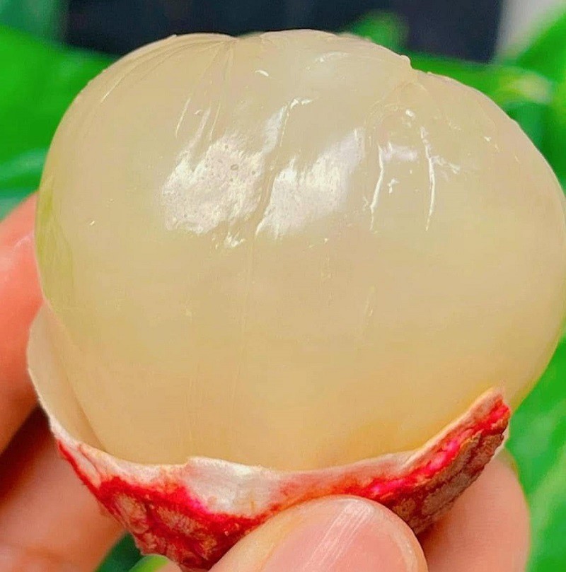 Vải trứng mọng nước, vỏ mỏng, ăn ngọt và thơm. (Ảnh: Vũ Thảo)