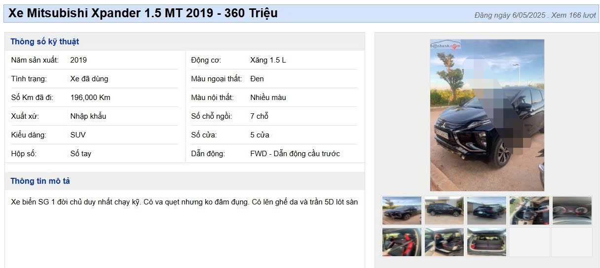 Tin rao bán xe. (Ảnh chụp màn hình)