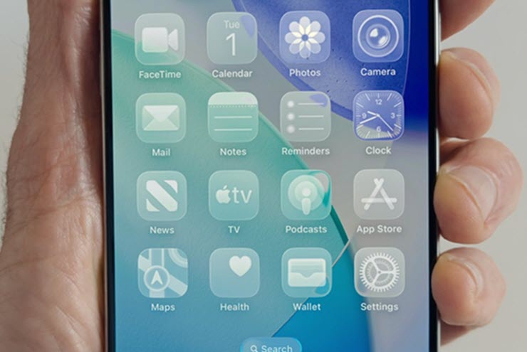 Giao diện trong suốt Liquid Glass trên iOS 26.