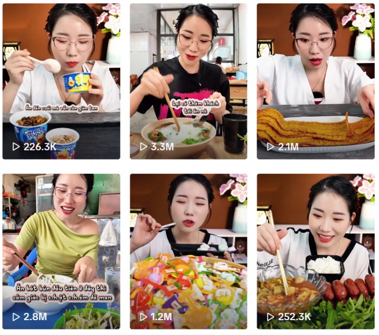 Các video mukbang, trải nghiệm món ăn địa phương của Linh thường nhận được từ hàng trăm nghìn đến vài triệu lượt xem