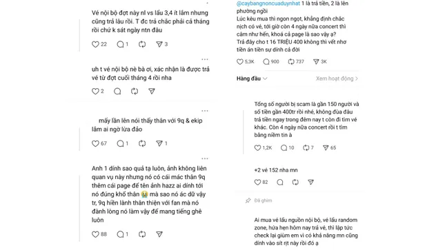 Người hâm mộ lên tiếng đòi quản lý trang Cây bàng non trả tiền mua vé.