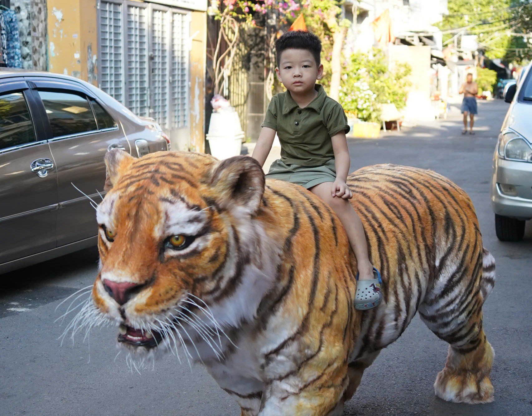 Sau khi hoàn thiện, anh Dự có mang ra trước nhà cho mọi người ngắm và chụp hình, check-in và gây “sốt” trên các nền tảng mạng xã hội. Đặc biệt, một sở thú đã đặt anh làm một con hổ tương tự với chiều cao khoảng 6 mét.