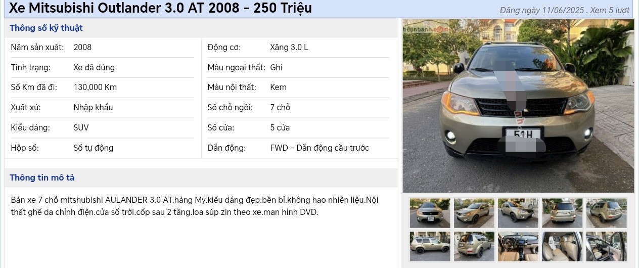 Mitsubishi Outlander đời cũ, được rao bán 250 triệu đồng tại TP.HCM - 1