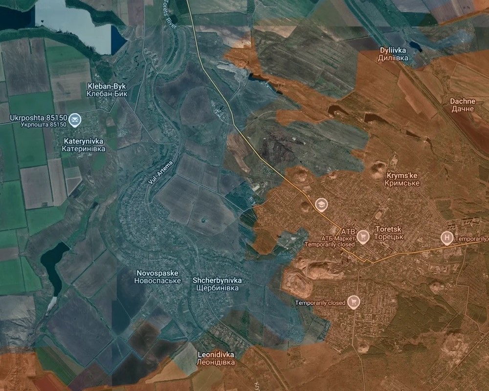 Tính đến ngày 11/6, Nga đã kiểm soát gần như toàn bộ thành phố Toretsk và đang ổn định tình hình ở vùng ngoại ô. Ảnh: Suriyak/X.