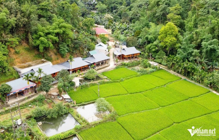 Những ngôi nhà sàn khang trang của người dân bản địa
